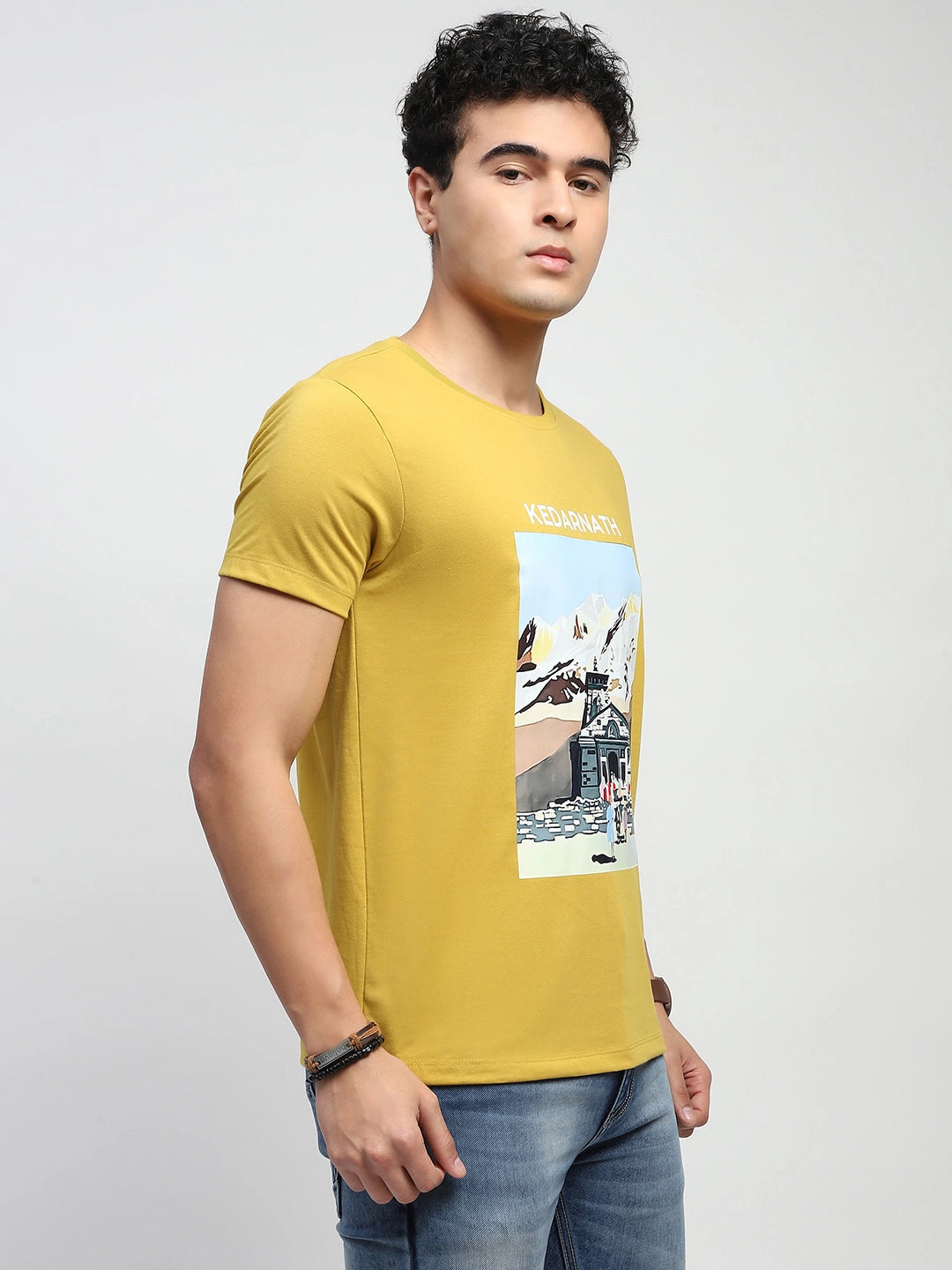 Mustard Graphic Cotton T-Shirt - Global Republic