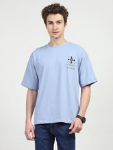 Blue Oversized Graphic Cotton T-shirt
