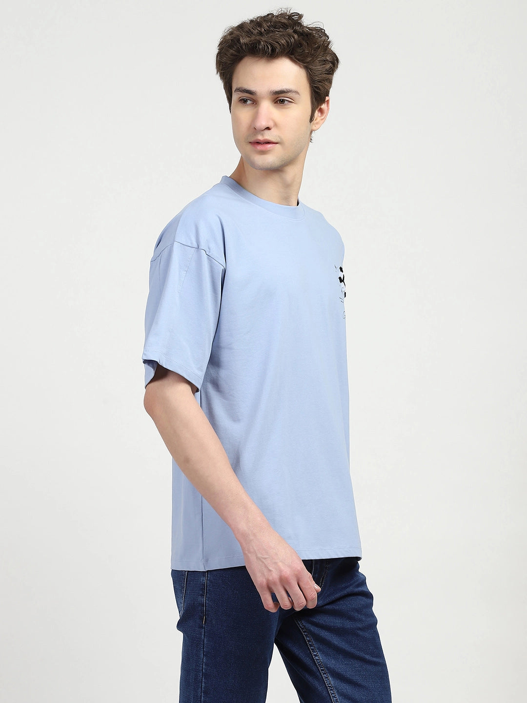 Blue Oversized Graphic Cotton T-shirt