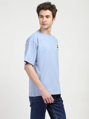 Blue Oversized Graphic Cotton T-shirt