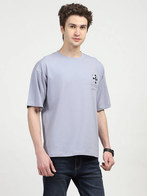 Grey Oversized Graphic Cotton T-shirt