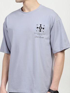 Grey Oversized Graphic Cotton T-shirt