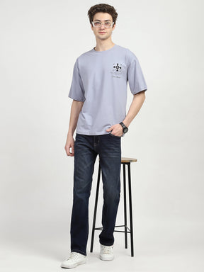 Grey Oversized Graphic Cotton T-shirt