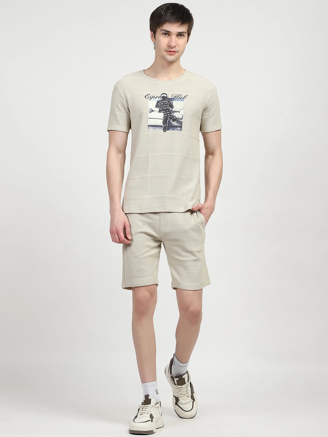 Beige Graphic Print Co-ord Set