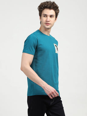 Blue Back Print Graphic T-shirt