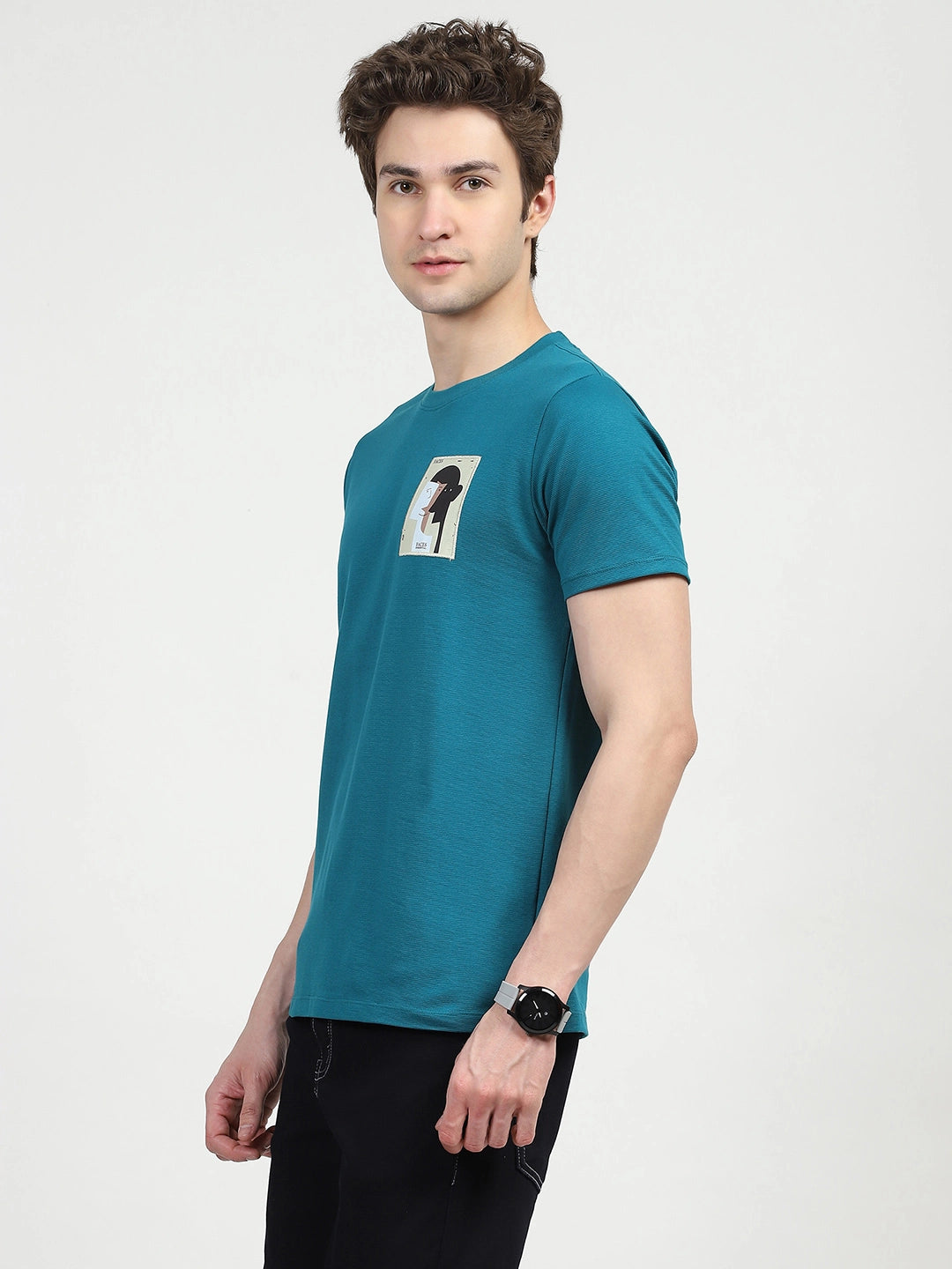 Blue Back Print Graphic T-shirt