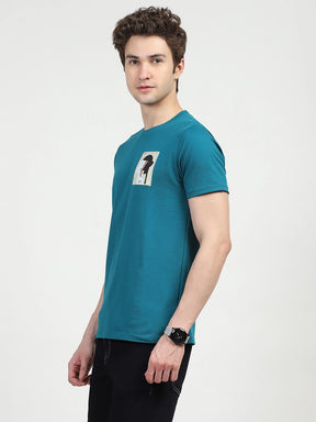 Blue Back Print Graphic T-shirt