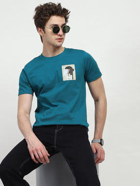 Blue Back Print Graphic T-shirt