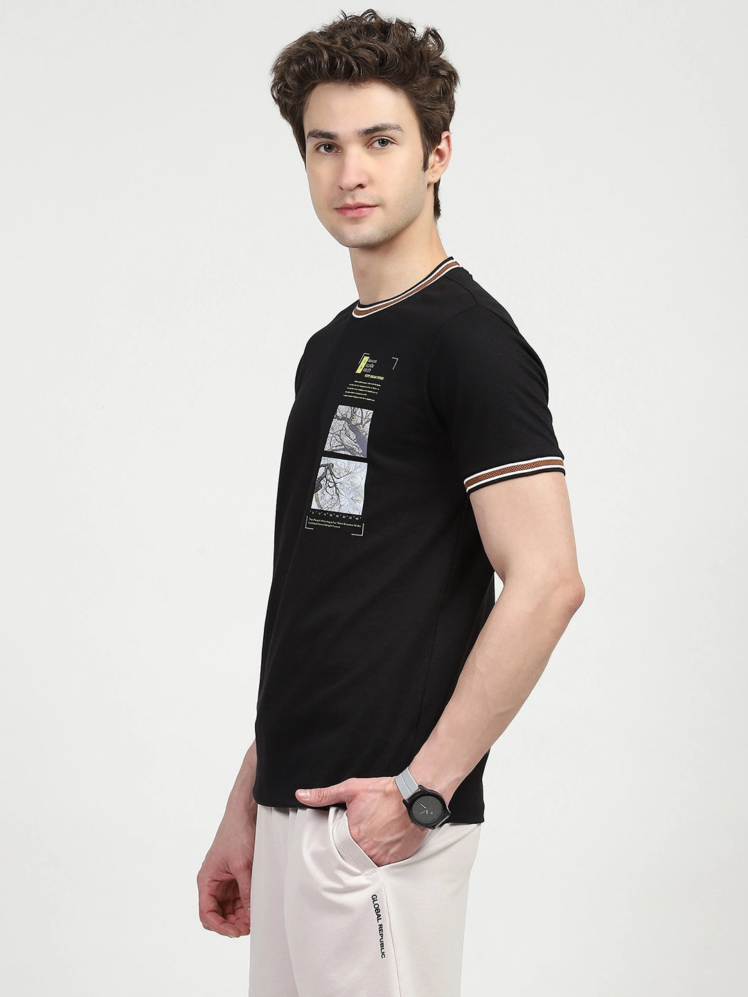 Black Graphic Print T-shirt - Global Republic