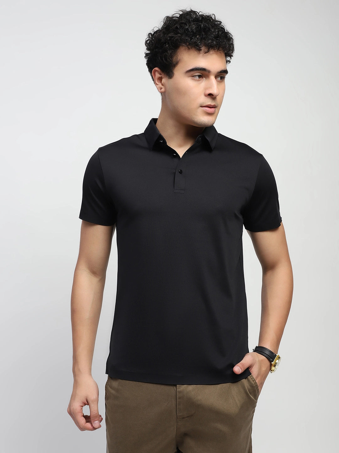 Nylon Blend Solid T-Shirt - Global Republic
