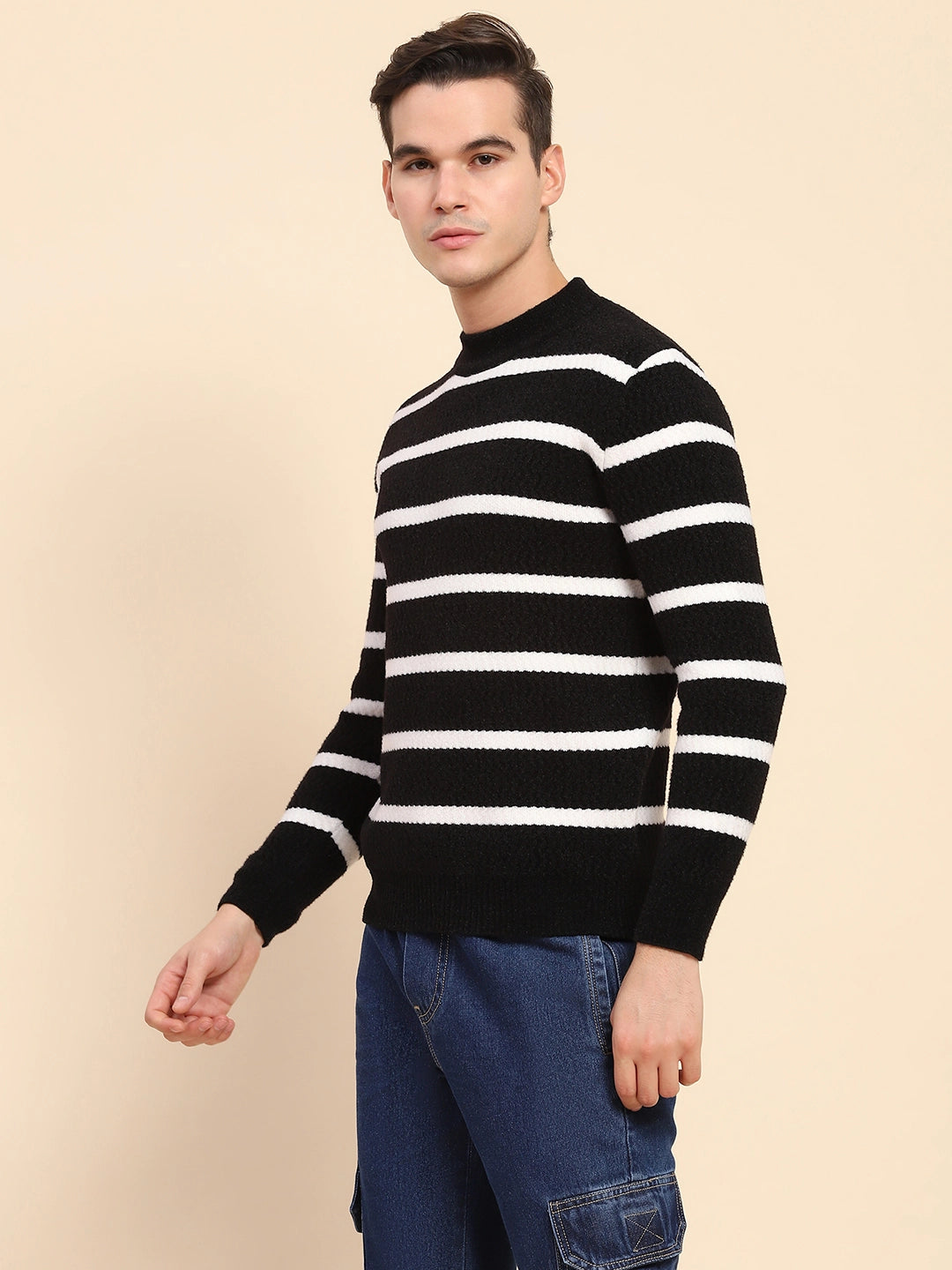Black  Striped Pullover - Global Republic