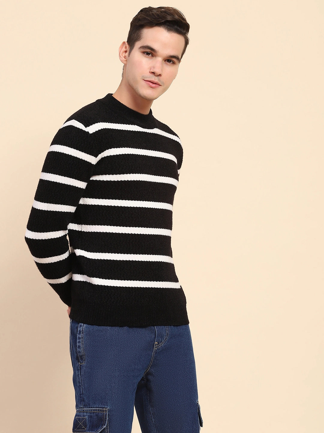 Black  Striped Pullover - Global Republic