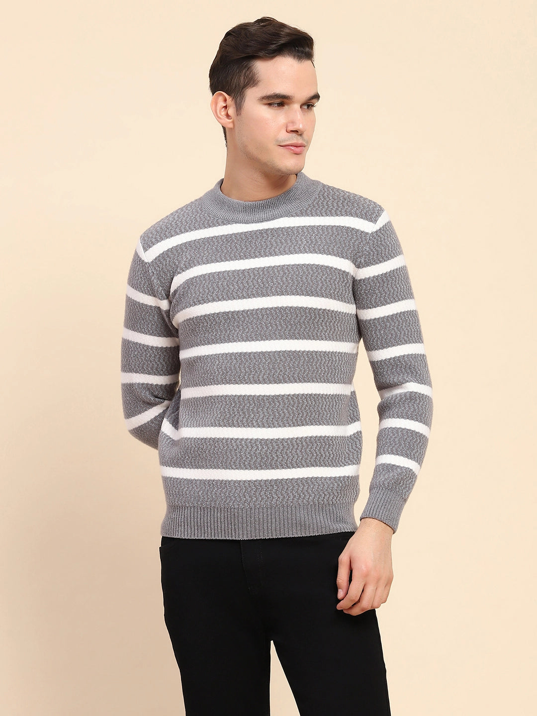 Grey  Striped Pullover - Global Republic