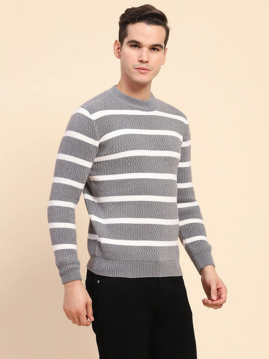 Grey  Striped Pullover - Global Republic
