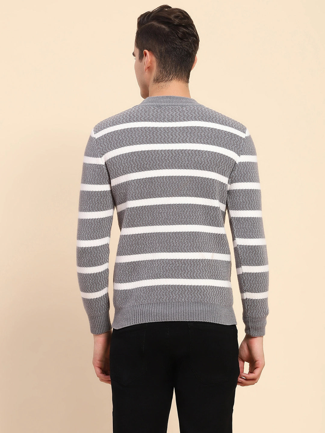 Grey  Striped Pullover - Global Republic