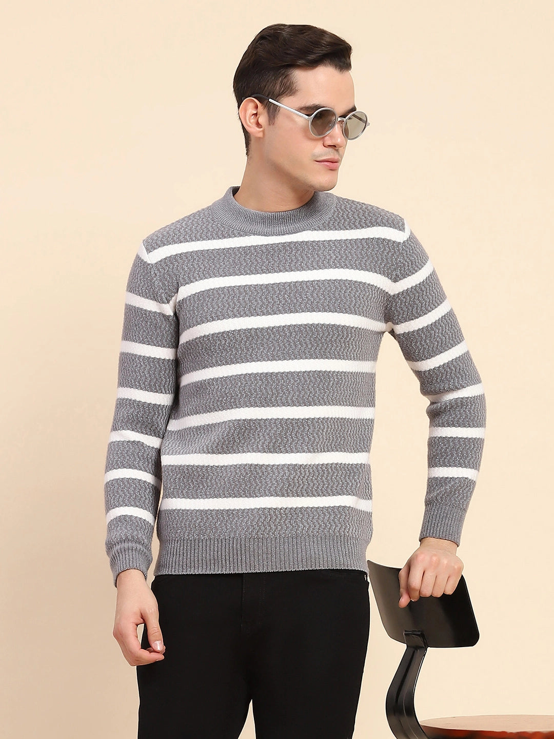 Grey  Striped Pullover - Global Republic