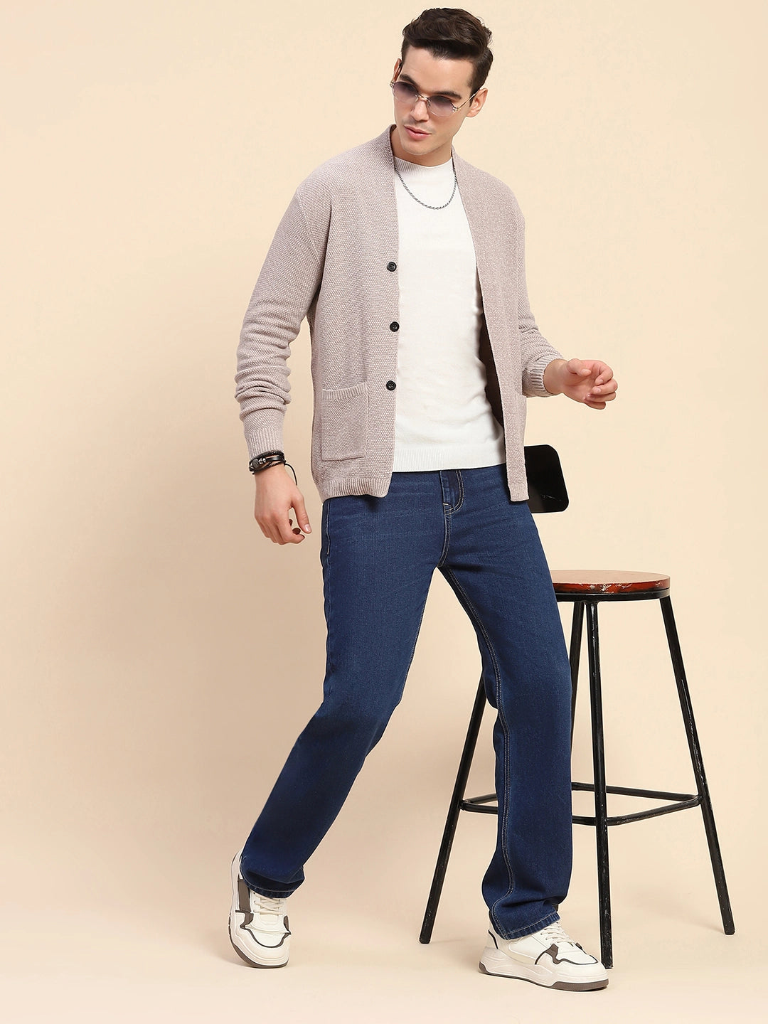 Beige  Knitted Winter Shrug - Global Republic