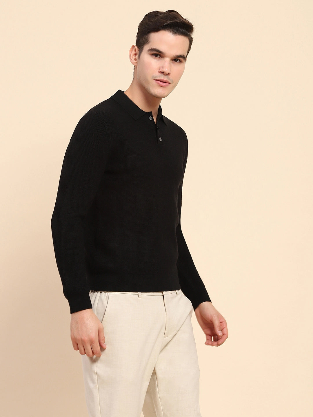 Black  Knit Winter Wear Pullover - Global Republic