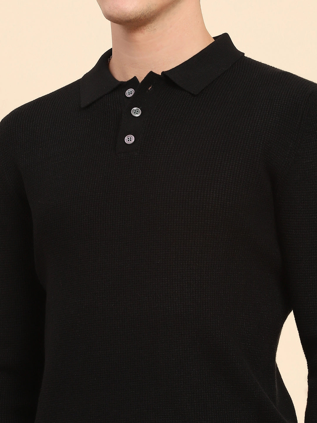 Black  Knit Winter Wear Pullover - Global Republic