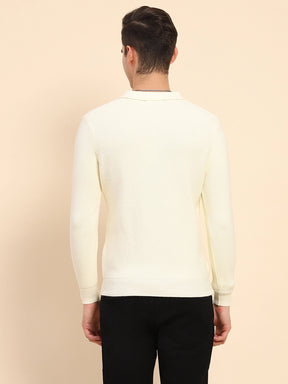Off White Poly Blend Knit Pullover