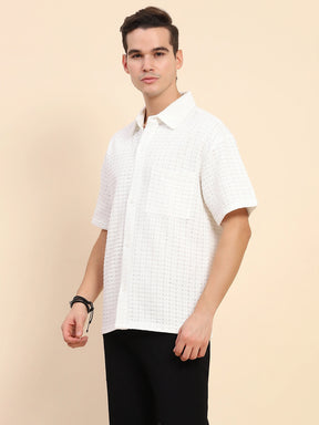 White Poly Blend Oversized Shirt