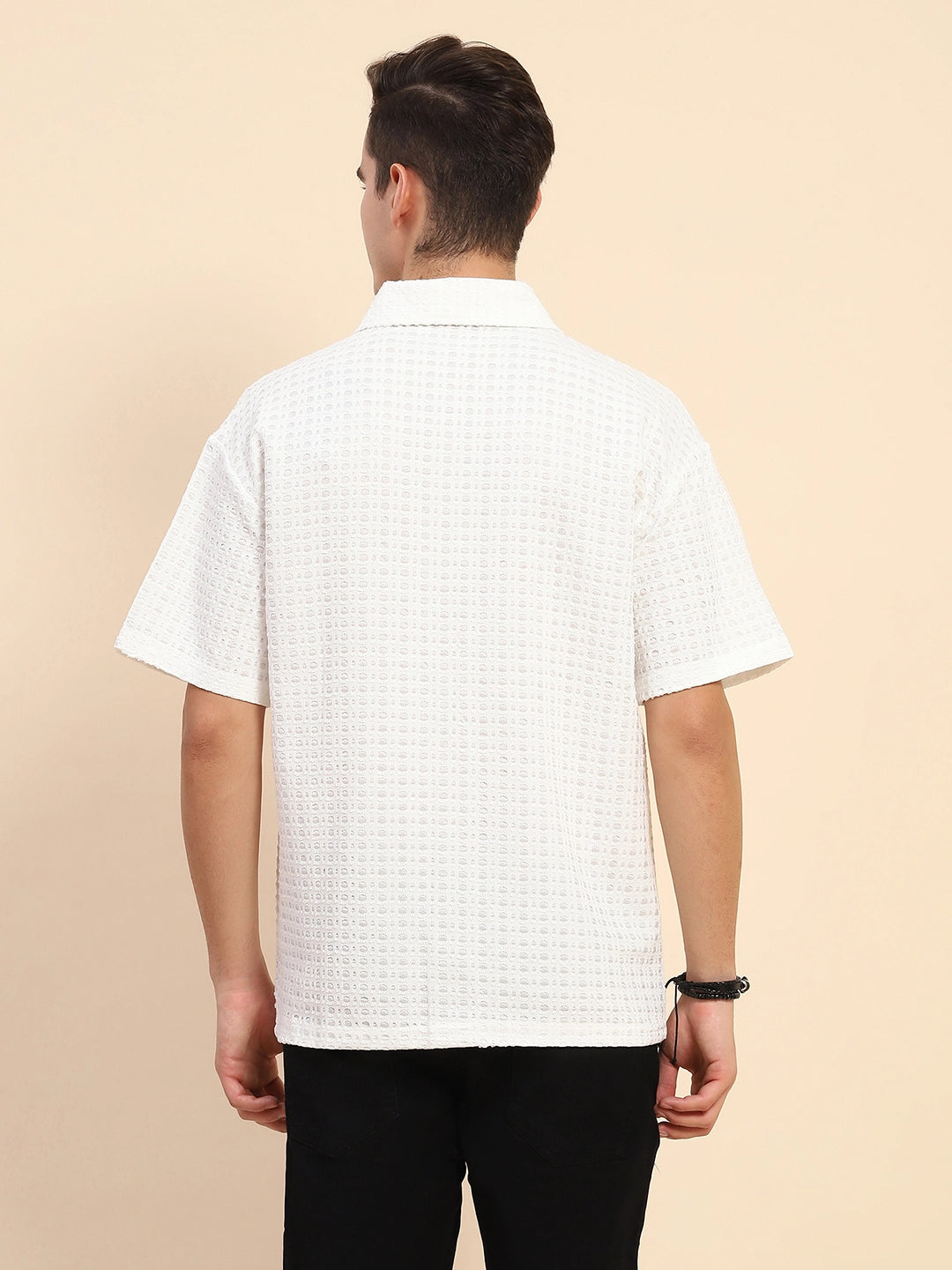 White Poly Blend Oversized Shirt