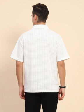 White Poly Blend Oversized Shirt