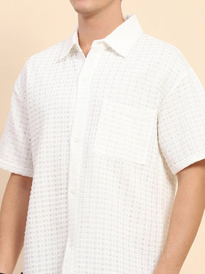 White Poly Blend Oversized Shirt