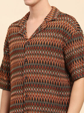 Multi Poly Blend Textured Oversized Shirt