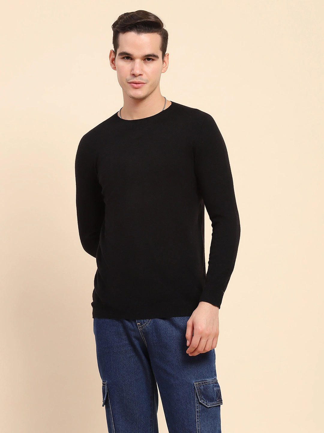 Black Wool Blend Pullover