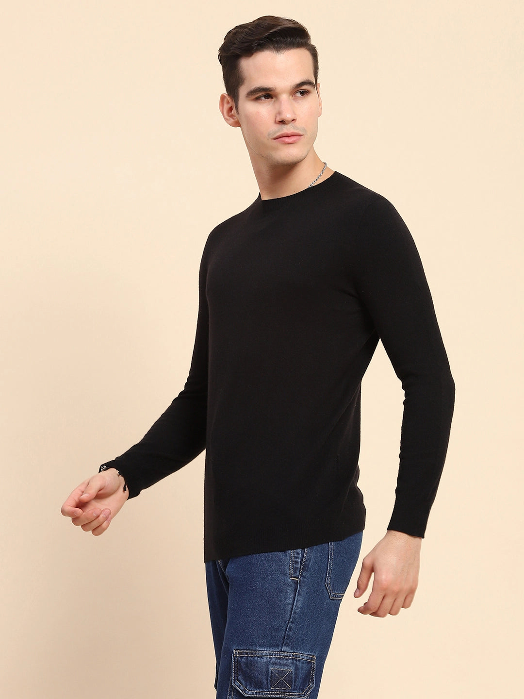 Black Wool Blend Pullover