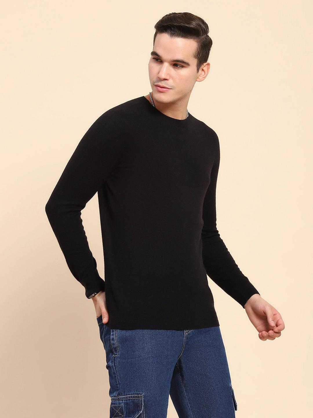 Black Wool Blend Pullover