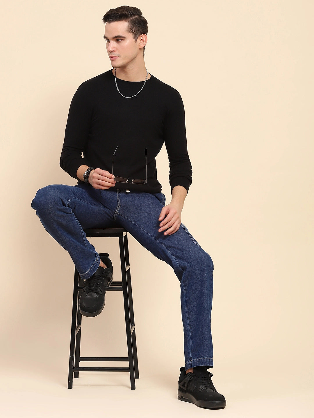 Black Wool Blend Pullover