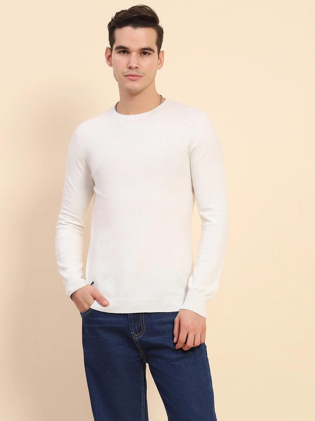 Off White Wool Blend Pullover
