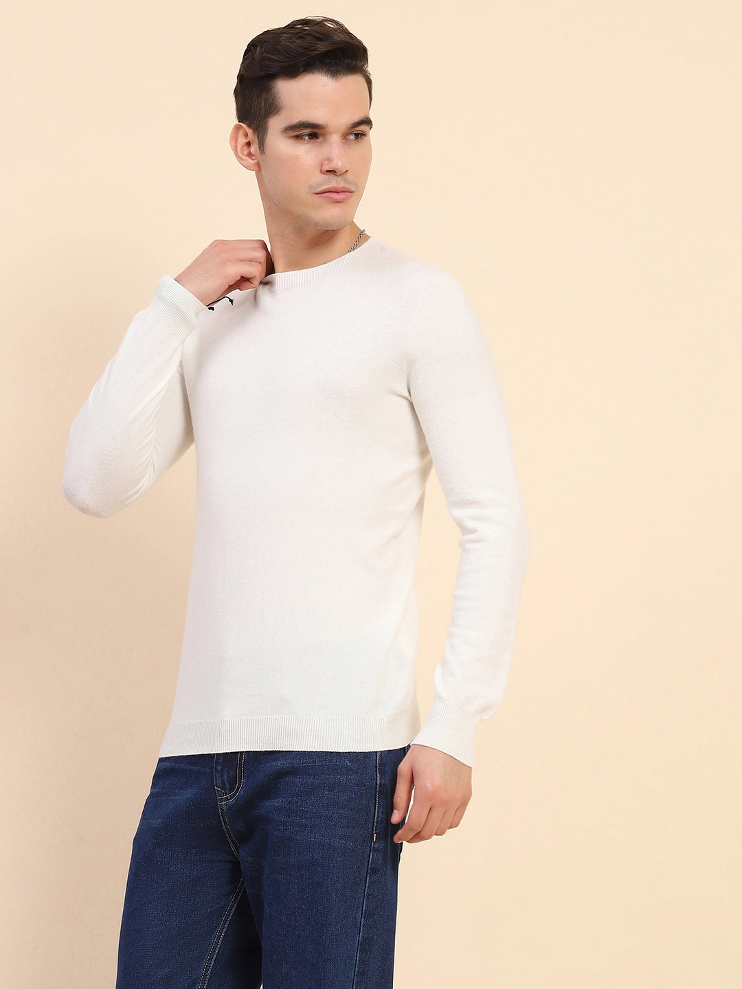Off White Wool Blend Pullover