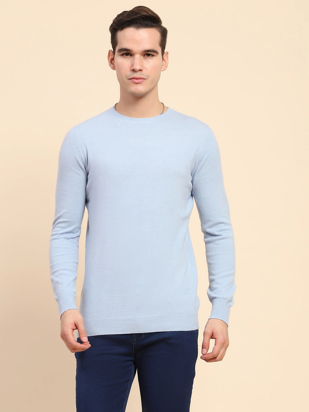 Sky Blue Wool Blend Pullover