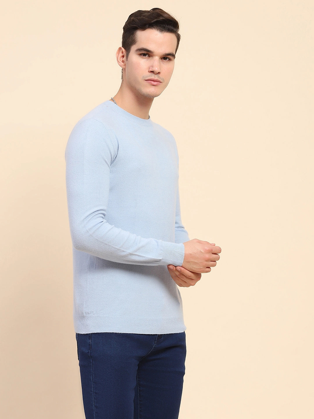 Sky Blue Wool Blend Pullover