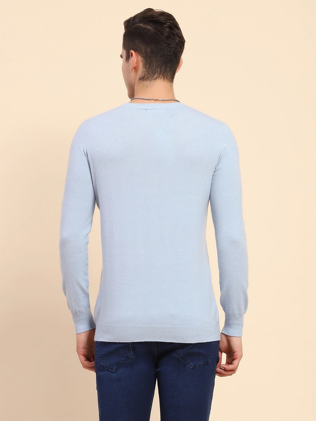 Sky Blue Wool Blend Pullover