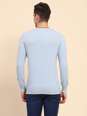Sky Blue Wool Blend Pullover