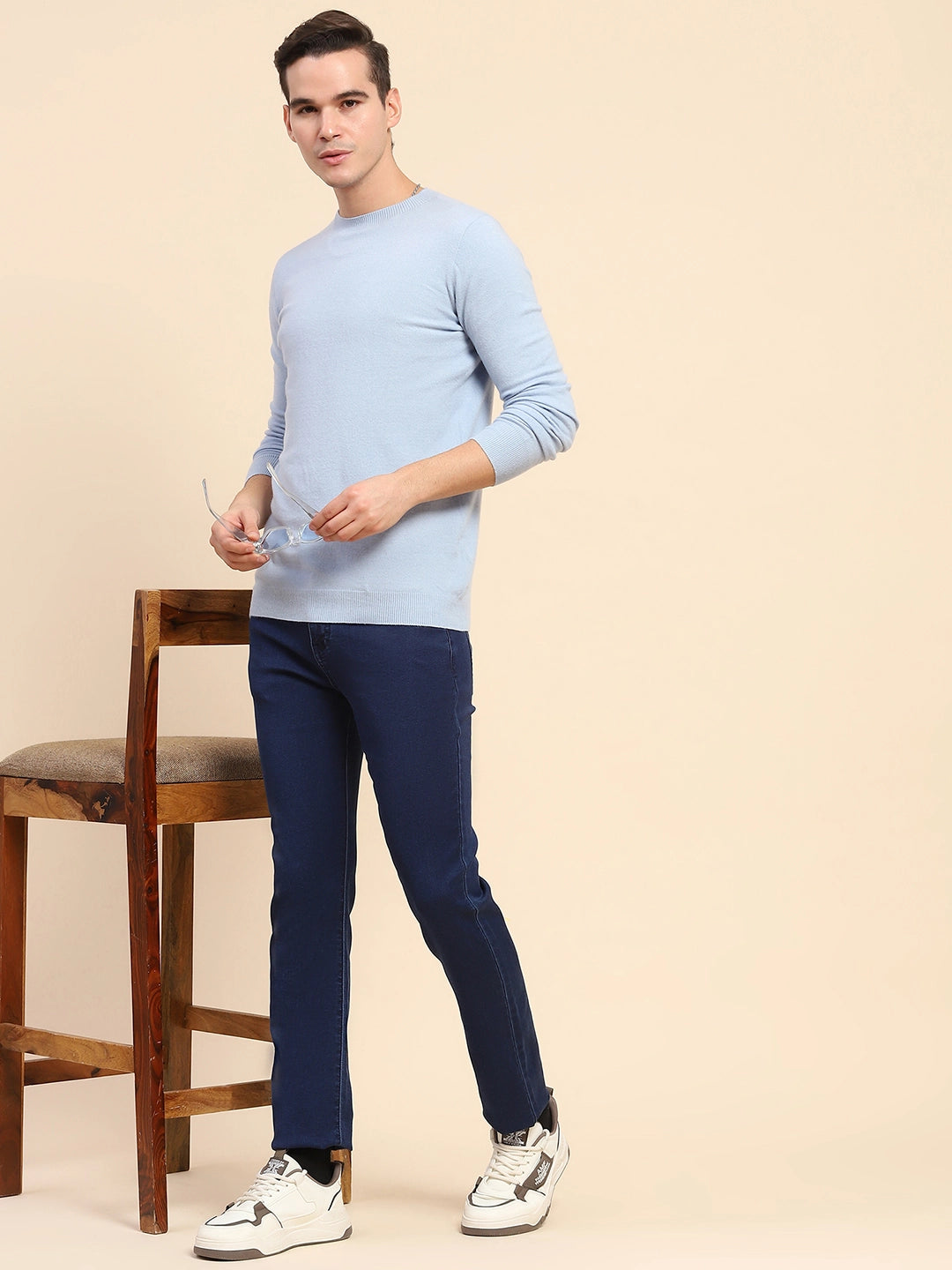 Sky Blue Wool Blend Pullover