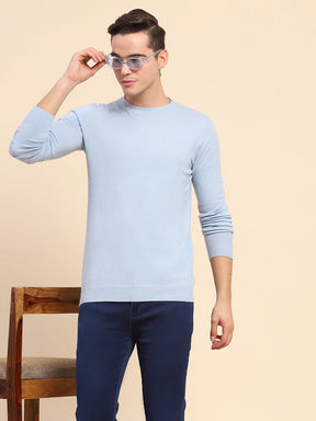 Sky Blue Wool Blend Pullover