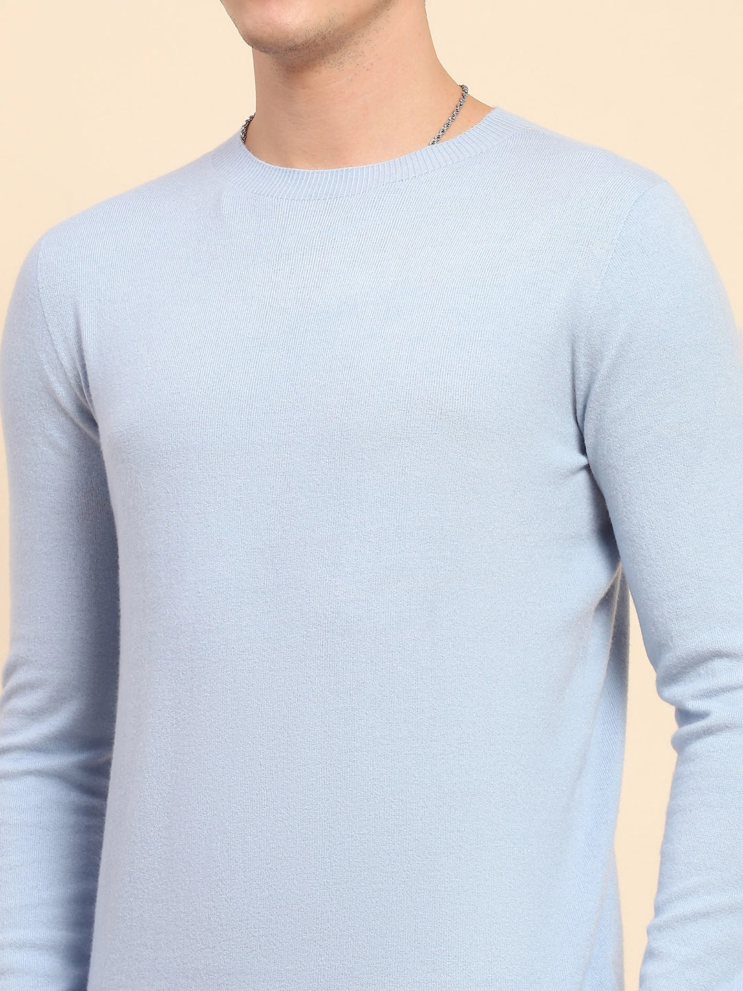 Sky Blue Wool Blend Pullover