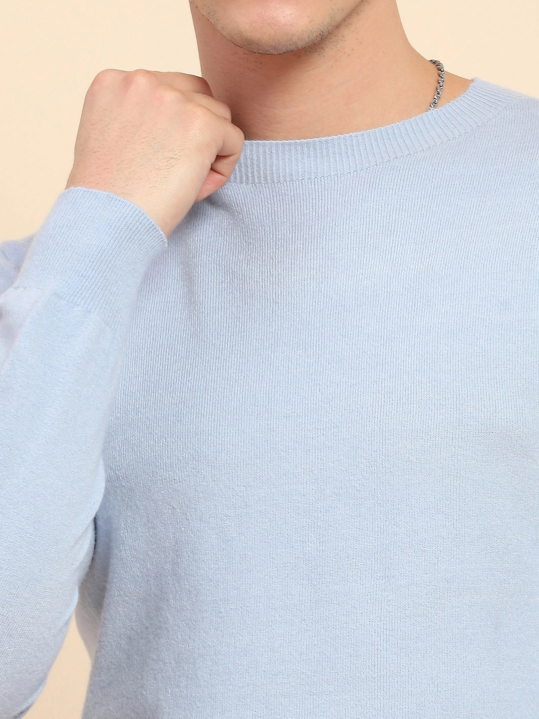 Sky Blue Wool Blend Pullover