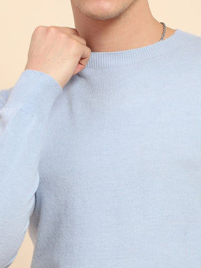 Sky Blue Wool Blend Pullover