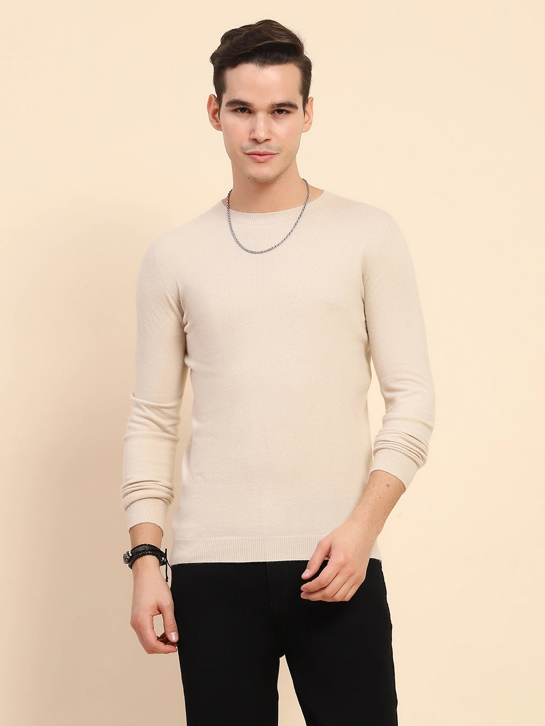 Beige Wool Blend Pullover