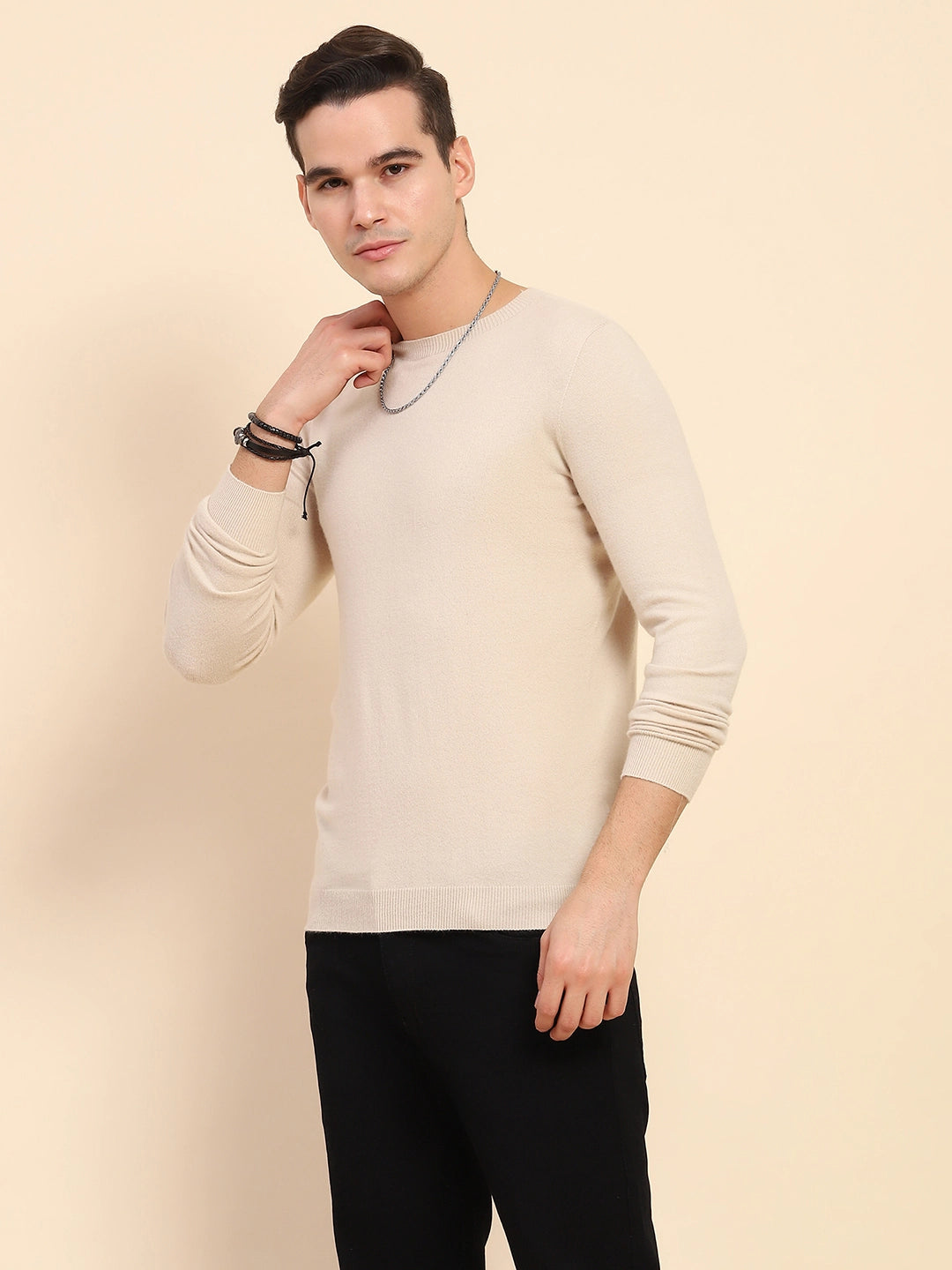 Beige Wool Blend Pullover