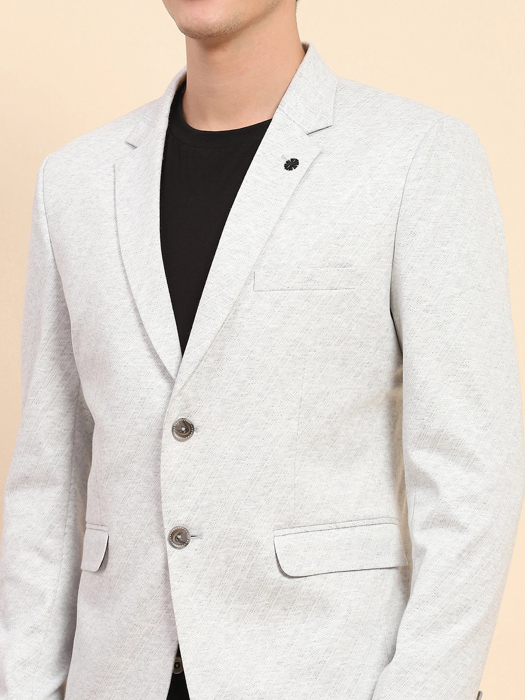 Grey  Diagonal Line Textured Coat - Global Republic
