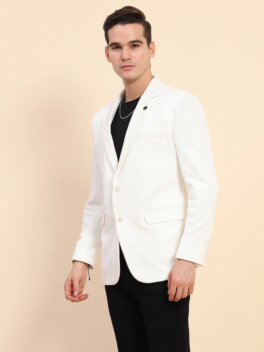 White  Textured Coat - Global Republic