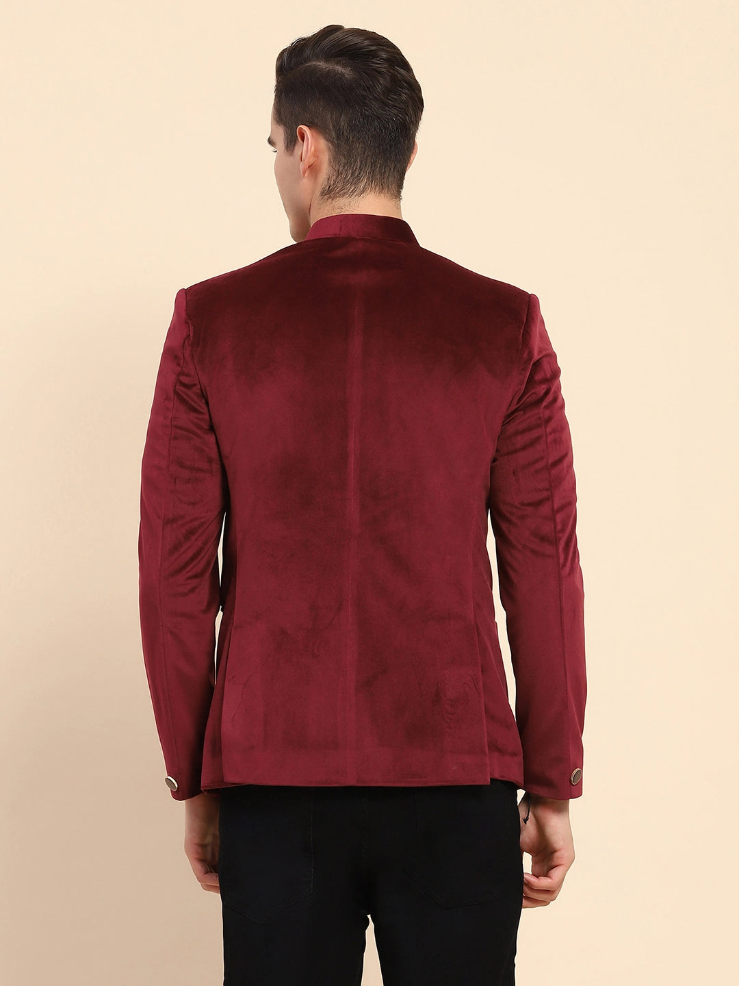 Maroon Velvet Zari Embroidered Coat