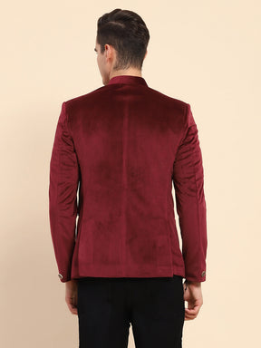 Maroon Velvet Zari Embroidered Coat